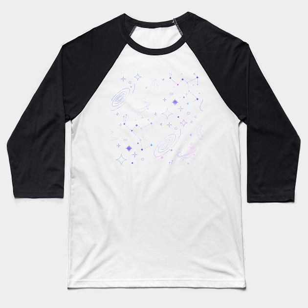 Purple Galaxy Pattern Baseball T-Shirt by VictoriaLehnard